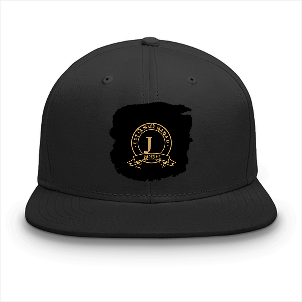 Classic Snapback Cap | Adjustable Fit | Heavy Cotton | Structured Panels | Flat Brim | Unisex Adult | Personalized | Typography | Identity | Confident - front - Black - mockup 1