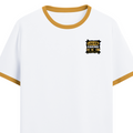 Ringer T-Shirt | Unisex Fit | 100% Cotton | Bio-Washed, Pre-Shrunk, Rib Neck | Adults | Personalized | Typography | Self-expression | Everyday | Confident - left pocket - Mustard yellow off white - mockup 3