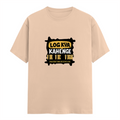 Male Classic Crew T-Shirt | Men's Regular Fit | 180 GSM Bio-Washed Cotton | Pre-Shrunk, Double-Stitched | Personalized | Typography | Self-expression | Everyday | Confident - front - Peach - mockup 1