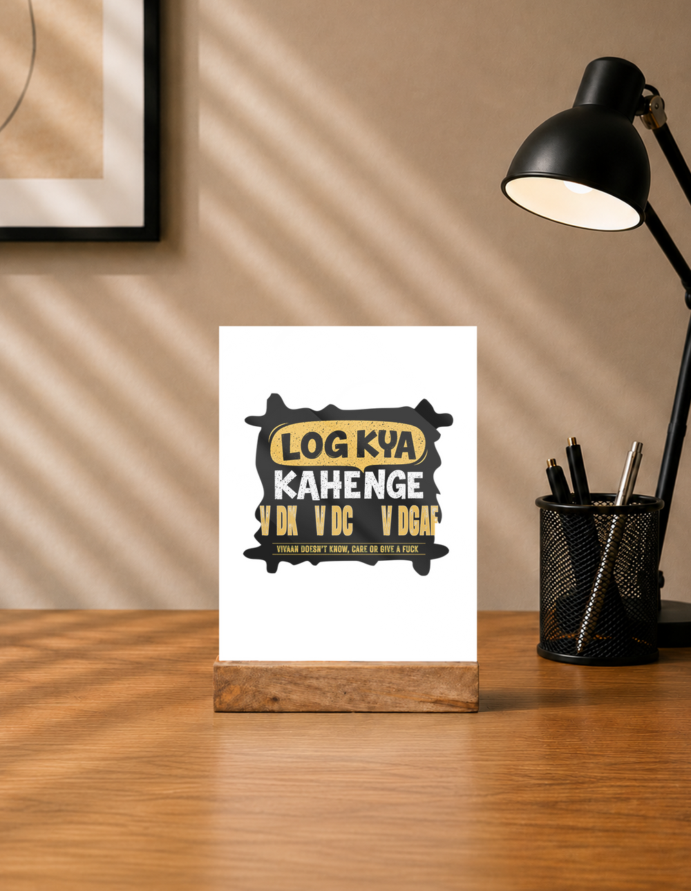 Acrylic Photo Frame with Stand | 5x7 Inch | Acrylic & Wood | UV Printed Tabletop Display | Universal | Personalized | Typography | Self-expression | Everyday | Confident - front - mockup 1