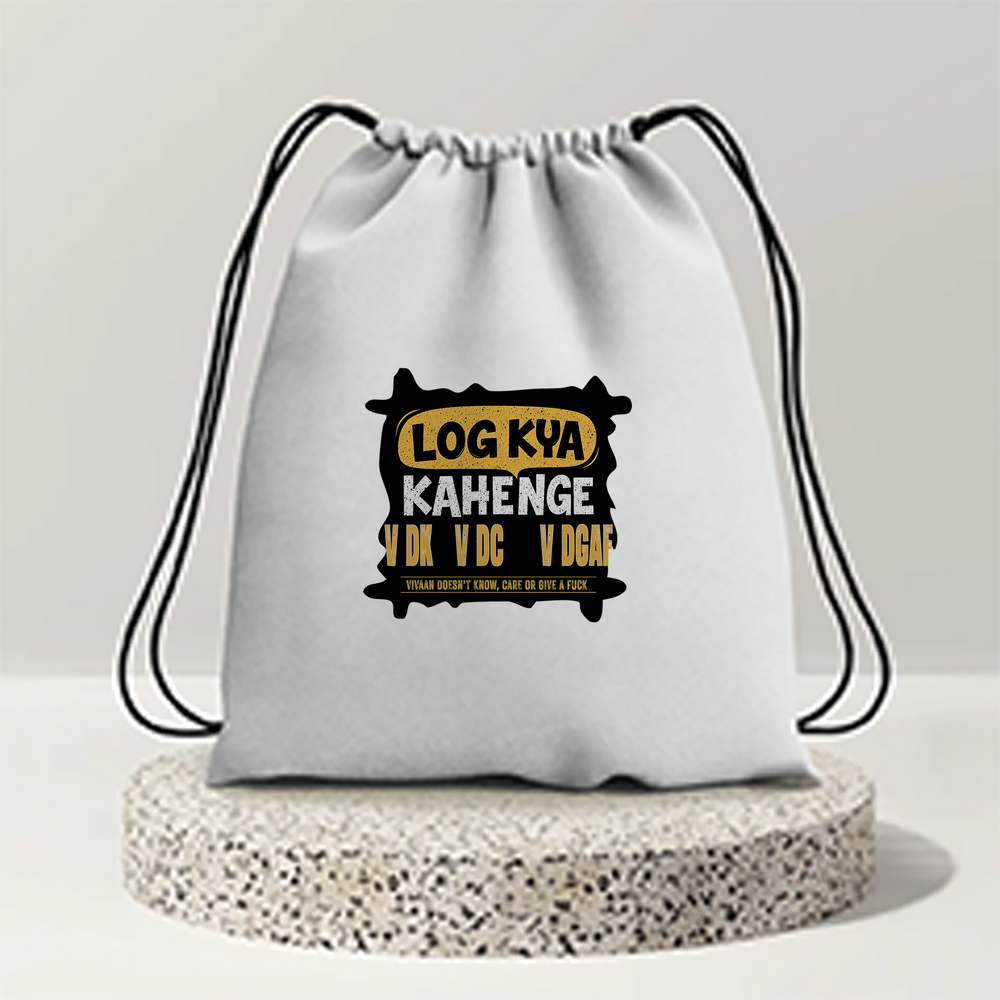 Drawstring Bag | 280 GSM | Durable Cotton | Secure Closure | Unisex | Personalized | Typography | Self-expression | Everyday | Confident - front - mockup 1