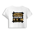 Female Baby Tee | Cropped Fit | Cotton Spandex Blend | Stretchy & Breathable | Women | Personalized | Typography | Self-expression | Everyday | Confident - back - White - mockup 2