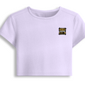 Female Baby Tee | Cropped Fit | Cotton Spandex Blend | Stretchy & Breathable | Women | Personalized | Typography | Self-expression | Everyday | Confident - left pocket - Lavender - mockup 3