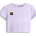 Female Baby Tee | Cropped Fit | Cotton Spandex Blend | Stretchy & Breathable | Women | Personalized | Typography | Self-expression | Everyday | Confident - right pocket - Lavender - mockup 4