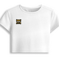 Female Baby Tee | Cropped Fit | Cotton Spandex Blend | Stretchy & Breathable | Women | Personalized | Typography | Self-expression | Everyday | Confident - right pocket - White - mockup 4