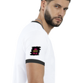 Ringer T-Shirt | Unisex Fit | 100% Cotton | Bio-Washed, Pre-Shrunk, Rib Neck | Adults | Personalized | Typography | Self-expression | Everyday | Empowering | Desi Swag Unfiltered - right sleeve - Black White - mockup 6