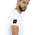 Ringer T-Shirt | Unisex Fit | 100% Cotton | Bio-Washed, Pre-Shrunk, Rib Neck | Adults | Personalized | Typography | Self-expression | Everyday | Empowering | Desi Swag Unfiltered - right sleeve - Mustard yellow off white - mockup 6