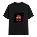 Female Classic Crew T-Shirt | Regular Fit | 180 GSM Bio-Washed Cotton Blend | Pre-Shrunk, Double-Stitched | Women | Personalized | Typography | Self-expression | Everyday | Empowering | Desi Swag Unfiltered - front - Black - mockup 1