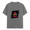 Female Classic Crew T-Shirt | Regular Fit | 180 GSM Bio-Washed Cotton Blend | Pre-Shrunk, Double-Stitched | Women | Personalized | Typography | Self-expression | Everyday | Empowering | Desi Swag Unfiltered - front - Charcoal Melange - mockup 1