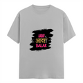 Female Classic Crew T-Shirt | Regular Fit | 180 GSM Bio-Washed Cotton Blend | Pre-Shrunk, Double-Stitched | Women | Personalized | Typography | Self-expression | Everyday | Empowering | Desi Swag Unfiltered - front - Grey Melange - mockup 1