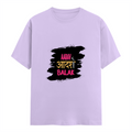 Female Classic Crew T-Shirt | Regular Fit | 180 GSM Bio-Washed Cotton Blend | Pre-Shrunk, Double-Stitched | Women | Personalized | Typography | Self-expression | Everyday | Empowering | Desi Swag Unfiltered - front - Lavender - mockup 1