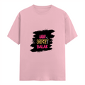 Female Classic Crew T-Shirt | Regular Fit | 180 GSM Bio-Washed Cotton Blend | Pre-Shrunk, Double-Stitched | Women | Personalized | Typography | Self-expression | Everyday | Empowering | Desi Swag Unfiltered - front - Light Baby Pink - mockup 1