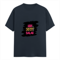 Female Classic Crew T-Shirt | Regular Fit | 180 GSM Bio-Washed Cotton Blend | Pre-Shrunk, Double-Stitched | Women | Personalized | Typography | Self-expression | Everyday | Empowering | Desi Swag Unfiltered - front - Navy Blue - mockup 1