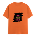 Female Classic Crew T-Shirt | Regular Fit | 180 GSM Bio-Washed Cotton Blend | Pre-Shrunk, Double-Stitched | Women | Personalized | Typography | Self-expression | Everyday | Empowering | Desi Swag Unfiltered - front - Orange - mockup 1