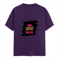Female Classic Crew T-Shirt | Regular Fit | 180 GSM Bio-Washed Cotton Blend | Pre-Shrunk, Double-Stitched | Women | Personalized | Typography | Self-expression | Everyday | Empowering | Desi Swag Unfiltered - front - Purple - mockup 1