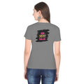Female Classic Crew T-Shirt | Regular Fit | 180 GSM Bio-Washed Cotton Blend | Pre-Shrunk, Double-Stitched | Women | Personalized | Typography | Self-expression | Everyday | Empowering | Desi Swag Unfiltered - back - Charcoal Melange - mockup 2