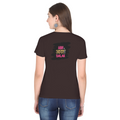 Female Classic Crew T-Shirt | Regular Fit | 180 GSM Bio-Washed Cotton Blend | Pre-Shrunk, Double-Stitched | Women | Personalized | Typography | Self-expression | Everyday | Empowering | Desi Swag Unfiltered - back - Coffee Brown - mockup 2