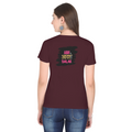 Female Classic Crew T-Shirt | Regular Fit | 180 GSM Bio-Washed Cotton Blend | Pre-Shrunk, Double-Stitched | Women | Personalized | Typography | Self-expression | Everyday | Empowering | Desi Swag Unfiltered - back - Maroon - mockup 2