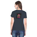 Female Classic Crew T-Shirt | Regular Fit | 180 GSM Bio-Washed Cotton Blend | Pre-Shrunk, Double-Stitched | Women | Personalized | Typography | Self-expression | Everyday | Empowering | Desi Swag Unfiltered - back - Navy Blue - mockup 2