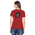 Female Classic Crew T-Shirt | Regular Fit | 180 GSM Bio-Washed Cotton Blend | Pre-Shrunk, Double-Stitched | Women | Personalized | Typography | Self-expression | Everyday | Empowering | Desi Swag Unfiltered - back - Red - mockup 2