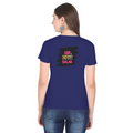 Female Classic Crew T-Shirt | Regular Fit | 180 GSM Bio-Washed Cotton Blend | Pre-Shrunk, Double-Stitched | Women | Personalized | Typography | Self-expression | Everyday | Empowering | Desi Swag Unfiltered - back - Royal Blue - mockup 2