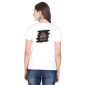 Female Classic Crew T-Shirt | Regular Fit | 180 GSM Bio-Washed Cotton Blend | Pre-Shrunk, Double-Stitched | Women | Personalized | Typography | Self-expression | Everyday | Empowering | Desi Swag Unfiltered - back - White - mockup 2