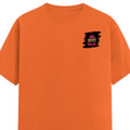 Female Classic Crew T-Shirt | Regular Fit | 180 GSM Bio-Washed Cotton Blend | Pre-Shrunk, Double-Stitched | Women | Personalized | Typography | Self-expression | Everyday | Empowering | Desi Swag Unfiltered - left pocket - Orange - mockup 3