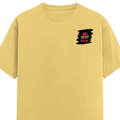 Female Classic Crew T-Shirt | Regular Fit | 180 GSM Bio-Washed Cotton Blend | Pre-Shrunk, Double-Stitched | Women | Personalized | Typography | Self-expression | Everyday | Empowering | Desi Swag Unfiltered - left pocket - Yellow - mockup 3