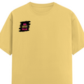 Female Classic Crew T-Shirt | Regular Fit | 180 GSM Bio-Washed Cotton Blend | Pre-Shrunk, Double-Stitched | Women | Personalized | Typography | Self-expression | Everyday | Empowering | Desi Swag Unfiltered - right pocket - Yellow - mockup 4