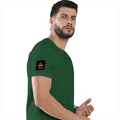 Female Classic Crew T-Shirt | Regular Fit | 180 GSM Bio-Washed Cotton Blend | Pre-Shrunk, Double-Stitched | Women | Personalized | Typography | Self-expression | Everyday | Empowering | Desi Swag Unfiltered - right sleeve - Bottle Green - mockup 6