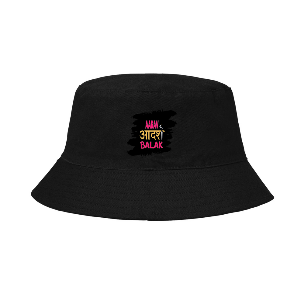 Classic Bucket Hat | Unisex Adults | Heavy Cotton | Wide Brim Sun Protection | Comfortable Fit | Personalized | Typography | Self-expression | Everyday | Empowering | Desi Swag Unfiltered - front - Black - mockup 1