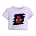 Female Baby Tee | Cropped Fit | Cotton Spandex Blend | Stretchy & Breathable | Women | Personalized | Typography | Self-expression | Everyday | Empowering | Desi Swag Unfiltered - front - Lavender - mockup 1