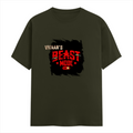 Male Classic Crew T-Shirt | Men's Regular Fit | 180 GSM Bio-Washed Cotton | Pre-Shrunk, Double-Stitched | Personalized | Grunge | Motivation | Self-improvement | Everyday | Empowering | Empowering Beast Mode (concept) - front - Olive Green - mockup 1