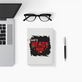 Notebook Journal | A5 Size | 300 GSM Cover, 70 GSM Eco-Friendly Pages | Soft Bound, Ruled/Unruled | Unisex | Personalized | Grunge | Motivation | Self-improvement | Everyday | Empowering | Empowering Beast Mode (concept) - back - White - mockup 2