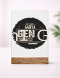 Acrylic Photo Frame with Stand | 5x7 Inch | Acrylic & Wood | UV Printed Tabletop Display | Universal | Personalized | Typography | Birth Year | Everyday | Confident - front_1 - mockup 2