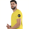Female Classic Crew T-Shirt | Regular Fit | 180 GSM Bio-Washed Cotton Blend | Pre-Shrunk, Double-Stitched | Women | Personalized | Typography | Birth Year | Everyday | Confident - left sleeve - New Yellow - mockup 5