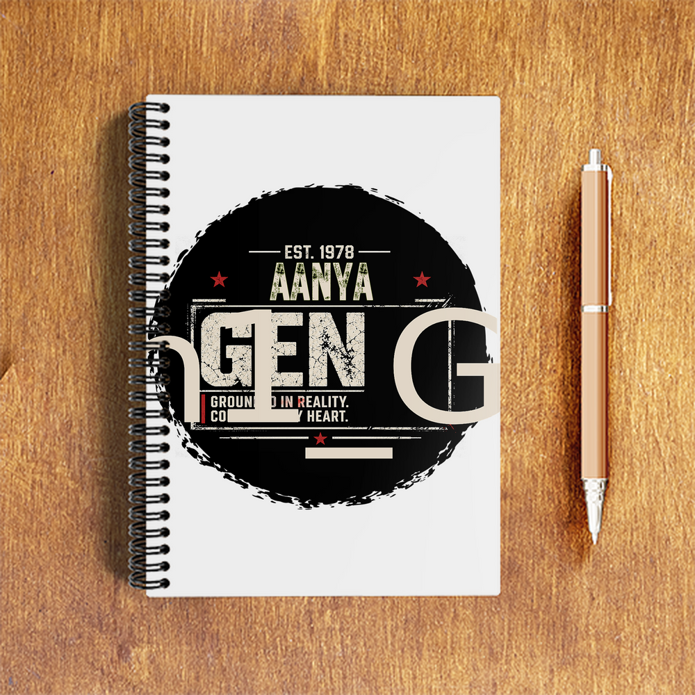 A5 Notepad | 120 Pages, Ruled/Unruled | 70 GSM Natural Shade Paper, 300 GSM Cover | Wire Bound | Everyday Use | Personalized | Typography | Birth Year | Everyday | Confident - front - White - mockup 1