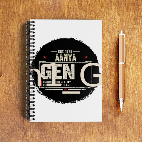 A5 Notepad | 120 Pages, Ruled/Unruled | 70 GSM Natural Shade Paper, 300 GSM Cover | Wire Bound | Everyday Use | Personalized | Typography | Birth Year | Everyday | Confident - front - White - mockup 1