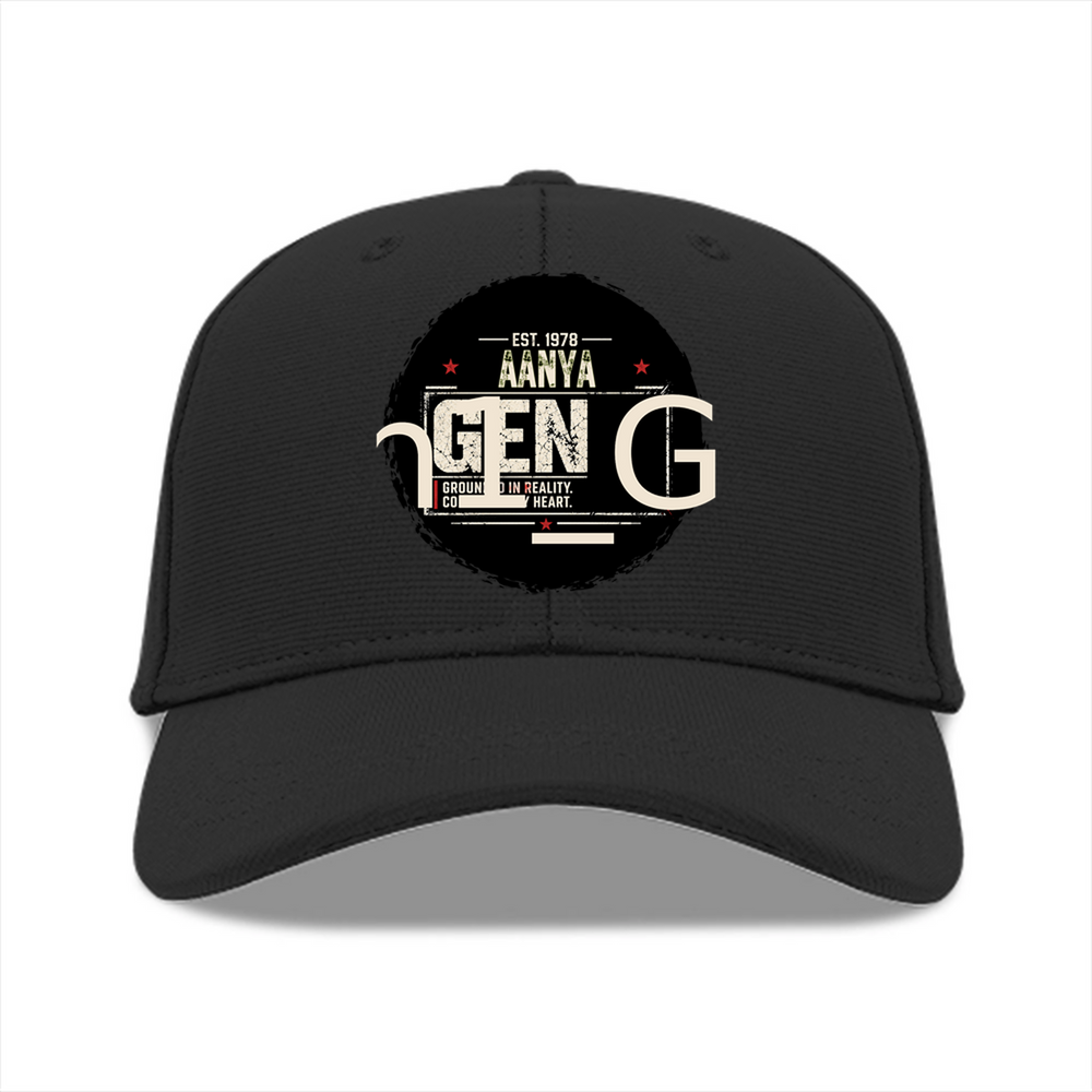 Baseball Ottoman Cap | Universal Fit | Ottoman Fabric | Adjustable Strap, Structured Design | Unisex Adult | Personalized | Typography | Birth Year | Everyday | Confident - front - Black - mockup 1