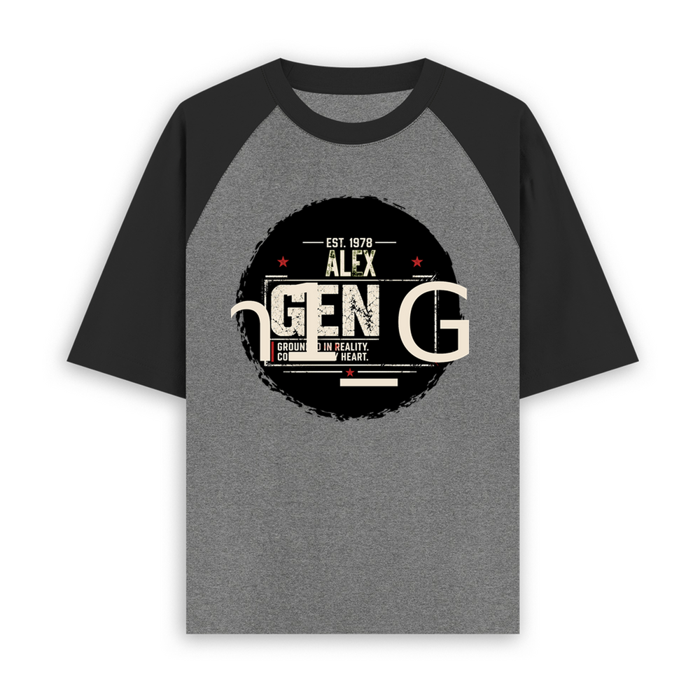 Unisex Oversized Raglan T-Shirt | Relaxed Fit | 180 GSM Bio-Washed Cotton | Two-Tone Style | Pre-Shrunk Comfort | Personalized | Typography | Birth Year | Everyday | Confident - front - mockup 1