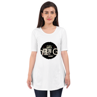 Maternity T-Shirt Dress | Women's Regular Fit | Bio-Washed Cotton Blend | Double-Stitched Comfort | Female | Personalized | Typography | Birth Year | Everyday | Confident - Female Maternity Dress T-Shirt