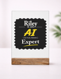 Acrylic Photo Frame with Stand | 5x7 Inch | Acrylic & Wood | UV Printed Tabletop Display | Universal | Personalized | Typography | Humor | Identity | Everyday | Humorous | Desi AI Expert - front_1 - mockup 2