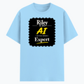 Cotton Stretch T-Shirt | Unisex Fit | 95% Cotton 5% Spandex | Breathable Flexible Durable | Adults | Personalized | Typography | Humor | Identity | Everyday | Humorous | Desi AI Expert - front - Baby Blue - mockup 1