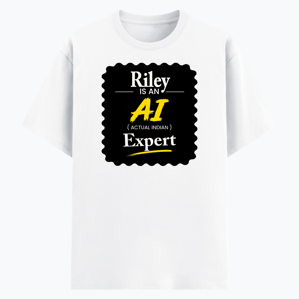 Cotton Stretch T-Shirt | Unisex Fit | 95% Cotton 5% Spandex | Breathable Flexible Durable | Adults | Personalized | Typography | Humor | Identity | Everyday | Humorous | Desi AI Expert - front - White - mockup 1