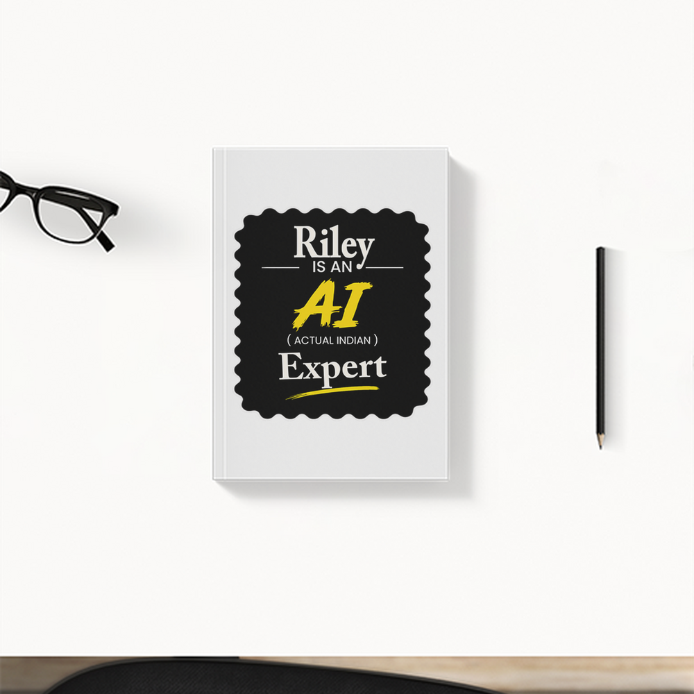 Daily Planner | 3-Month Undated | Soft-Bound | 204 Pages, Dotted Notes | Unisex Adult | Personalized | Typography | Humor | Identity | Everyday | Humorous | Desi AI Expert - front - White - mockup 1