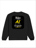 Oversized Sweatshirt | Relaxed Fit Unisex | 90% Cotton 10% Polyester 400 GSM | Pre-Shrunk Drop Shoulder | Unisex | Personalized | Typography | Humor | Identity | Everyday | Humorous | Desi AI Expert - back - Black - mockup 2
