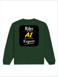 Oversized Sweatshirt | Relaxed Fit Unisex | 90% Cotton 10% Polyester 400 GSM | Pre-Shrunk Drop Shoulder | Unisex | Personalized | Typography | Humor | Identity | Everyday | Humorous | Desi AI Expert - back - Bottle Green - mockup 2