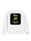 Oversized Sweatshirt | Relaxed Fit Unisex | 90% Cotton 10% Polyester 400 GSM | Pre-Shrunk Drop Shoulder | Unisex | Personalized | Typography | Humor | Identity | Everyday | Humorous | Desi AI Expert - back - White - mockup 2