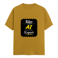 Female Classic Crew T-Shirt | Regular Fit | 180 GSM Bio-Washed Cotton Blend | Pre-Shrunk, Double-Stitched | Women | Personalized | Typography | Humor | Identity | Everyday | Humorous | Desi AI Expert - front - Mustard Yellow - mockup 1