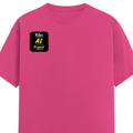 Female Classic Crew T-Shirt | Regular Fit | 180 GSM Bio-Washed Cotton Blend | Pre-Shrunk, Double-Stitched | Women | Personalized | Typography | Humor | Identity | Everyday | Humorous | Desi AI Expert - right pocket - Pink - mockup 4